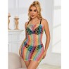 952365 robe réseille épaules nues arc-en-ciel taille unique