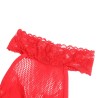 952372 bodystocking résille et dentelle sans fourrure col montant rouge taille unique