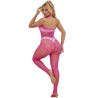 952389 bodystocking résille et dentelle sans fourrure avec col montant rose taille unique