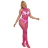 952389 bodystocking résille et dentelle sans fourrure avec col montant rose taille unique