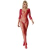 952419 bodystocking resille avec losanges manches longues rouge taille unique