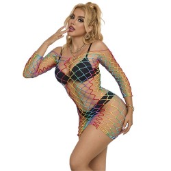 952426 robe résille manches longues arc-en-ciel taille unique