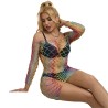 952426 robe résille manches longues arc-en-ciel taille unique