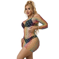 952426 robe résille manches longues arc-en-ciel taille unique