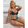 952426 robe résille manches longues arc-en-ciel taille unique