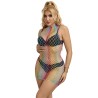 952433 robe résille sans manches col montant arc-en-ciel taille unique
