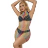 952433 robe résille sans manches col montant arc-en-ciel taille unique