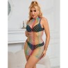 952433 robe résille sans manches col montant arc-en-ciel taille unique