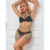 952433 robe résille sans manches col montant arc-en-ciel taille unique