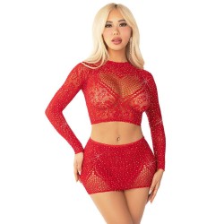jupe courte et mini-jupe en filet brillant rouge