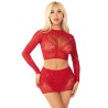 jupe courte et mini-jupe en filet brillant rouge