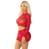 jupe courte et mini-jupe en filet brillant rouge