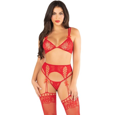 soutien-gorge + string + bas rouge taille unique