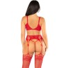soutien-gorge + string + bas rouge taille unique