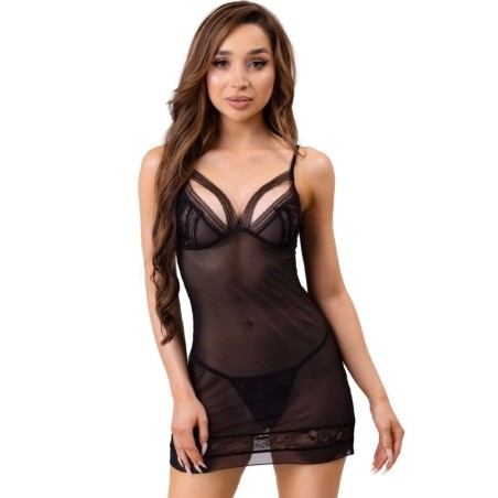 peignoir + chemise + string melisenda cf 1709 noir s