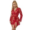 953775 chemisier de nuit dentelle + string rouge s-m