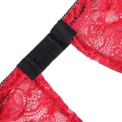 953898 chemisier de nuit en soie et dentelle + culotte rouge s-m