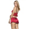 953904 chemisier de nuit en soie et dentelle + culotte rouge l-xl