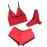 953904 chemisier de nuit en soie et dentelle + culotte rouge l-xl