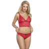 953904 chemisier de nuit en soie et dentelle + culotte rouge l-xl