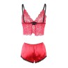 953904 chemisier de nuit en soie et dentelle + culotte rouge l-xl