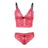 953904 chemisier de nuit en soie et dentelle + culotte rouge l-xl