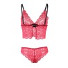 953904 chemisier de nuit en soie et dentelle + culotte rouge l-xl