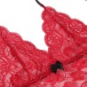 953904 chemisier de nuit en soie et dentelle + culotte rouge l-xl