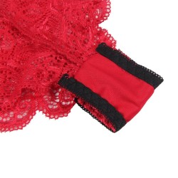 953904 chemisier de nuit en soie et dentelle + culotte rouge l-xl