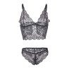 953911 chemisier de nuit en soie et dentelle + culotte noire s-m