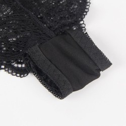 953911 chemisier de nuit en soie et dentelle + culotte noire s-m