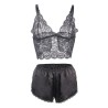 953928 chemisier de nuit en soie et dentelle + culotte noire l-xl