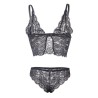 953928 chemisier de nuit en soie et dentelle + culotte noire l-xl