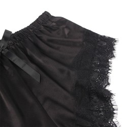 953935 chemise de nuit décontractée en soie + pantalon en dentelle noir s-m