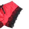 953959 chemise de nuit décontractée en soie + pantalon en dentelle noir-rouge s-m