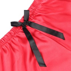 953959 chemise de nuit décontractée en soie + pantalon en dentelle noir-rouge s-m