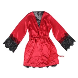 954024 caraco dos transparent en dentelle + string rouge-noir l-xl