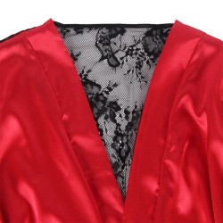 954024 caraco dos transparent en dentelle + string rouge-noir l-xl