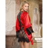 954024 caraco dos transparent en dentelle + string rouge-noir l-xl