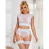 954031 soutien-gorge + culotte avec porte-jarretelles blanc s-m