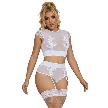 954048 soutien-gorge + culotte avec porte-jarretelles blanc l-xl
