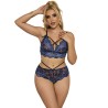 954079 soutien-gorge + culotte dentelle bleu l-xl
