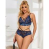 954079 soutien-gorge + culotte dentelle bleu l-xl