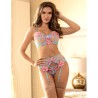 954116 soutien-gorge + culotte avec porte-jarretelles motif floral bleu l-xl