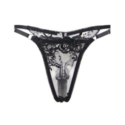 945237 soutien-gorge + culotte avec porte-jarretelles motif floral noir s-m