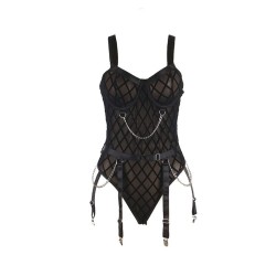 9542277 body avec chaînes + porte-jarretelles noir l-xl