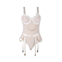 954284 body avec chaînes + porte-jarretelles blanc s-m