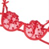 954321 soutien-gorge + string + porte-jarretelles imprimé coeur rouge s-m