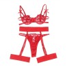 954338 soutien-gorge + string + porte-jarretelles imprimé coeur rouge l-xl