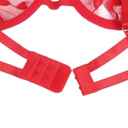 954338 soutien-gorge + string + porte-jarretelles imprimé coeur rouge l-xl